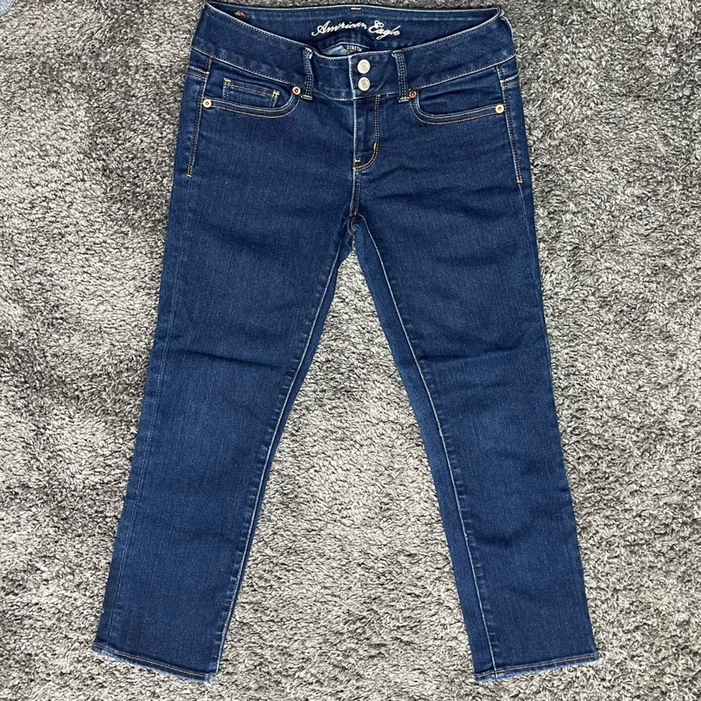 American Eagle Artist blue stretch low rise cropped denim jeans size 4